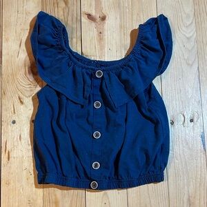 Navy Blue Kids Ruffle Top